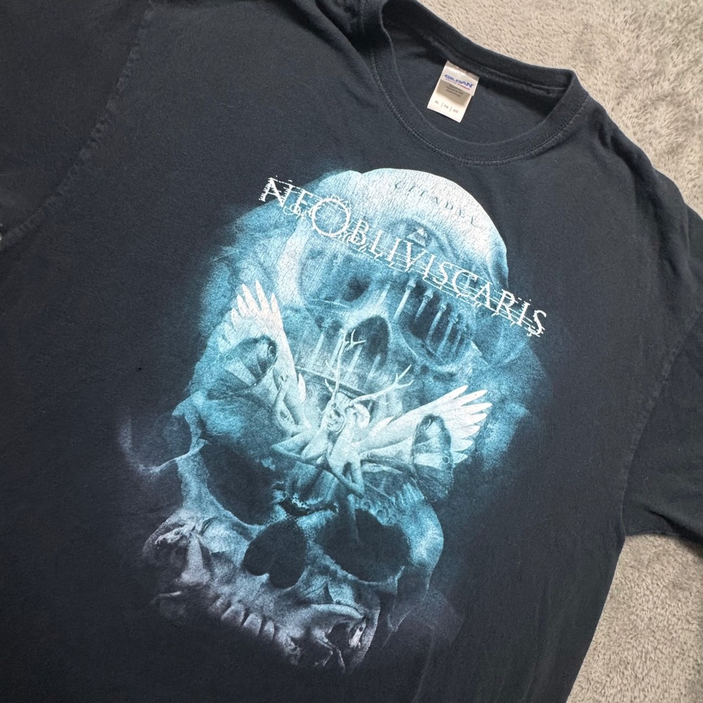 NE OBLIVISCARIS Citadel Skull Graphic T Shirt Gildan‎ Heavy Cotton XL